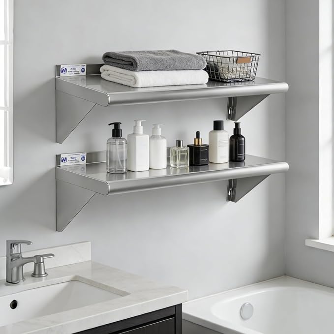 Hally Stainless Steel Shelf Wall Mounted Metal Shelf Wall Shelf 10 x 36 NSF - Image 8