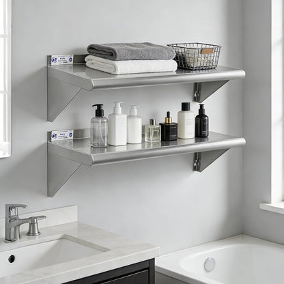 Hally Stainless Steel Shelf Wall Mounted Metal Shelf Wall Shelf 10 x 36 NSF - Image 8