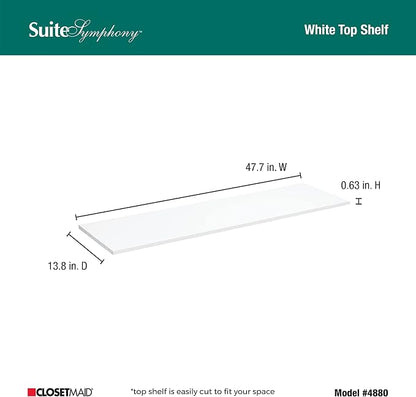 ClosetMaid SuiteSymphony Wood Top Closet Shelf, 48-Inch Wide, Pure White - Image 3