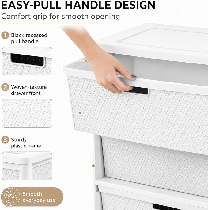 Wide 3-Drawer Plastic Storage Tower - Image 4