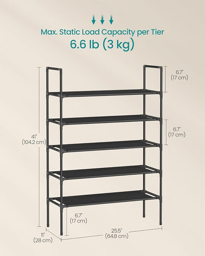 SONGMICS 5-Tier Shoe Rack, Shoe Storage - Image 3