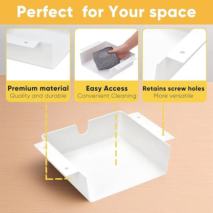 2 Pack Under Desk Hanging Shelf Drawer Organizer, Attachable Plastic Hidden - Image 4