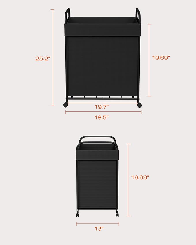 Laundry Basket with Wheels, Rolling Laundry Hamper, Laundry Sorter with - Image 7