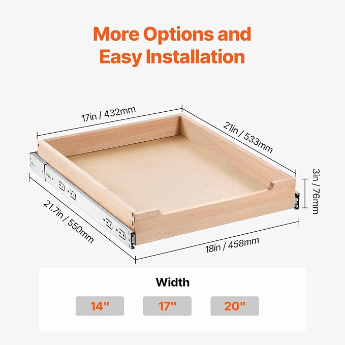 VEVOR Pull Out Cabinet Organizer, Soft Close Slide out Shelf, Heavy-Duty - Image 7