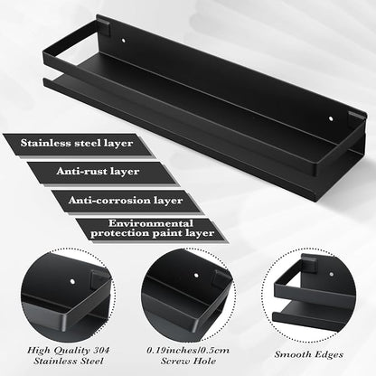 Lallisa 2 Pieces Stainless Steel Shelf Bathroom Shower Floating Shelves Wall - Image 4