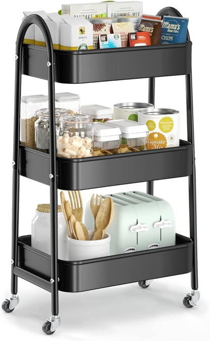EAGMAK 3 Tier Utility Rolling Cart, Metal Storage Cart by Eagmak