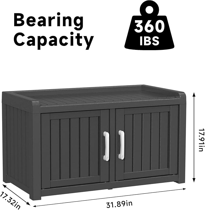 ROJIK Shoe Cabinet Storage Bench Indoor Outdoor, Waterproof UV-Resistant Resin - Image 3