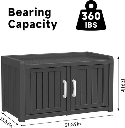 ROJIK Shoe Cabinet Storage Bench Indoor Outdoor, Waterproof UV-Resistant Resin - Image 3