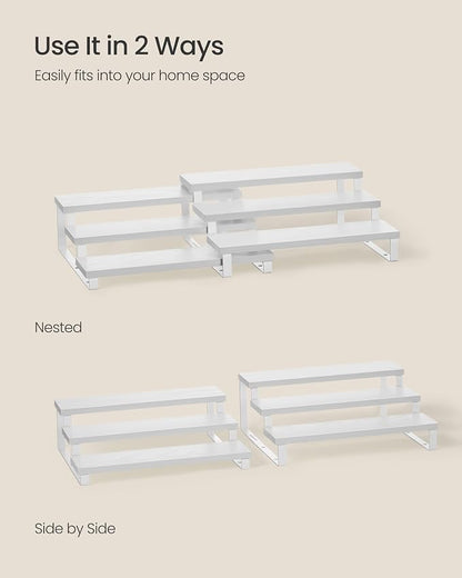 SONGMICS Display Risers, 3-Tier Cupcake Stand Holder, Spice Rack, Shelf Risers - Image 4