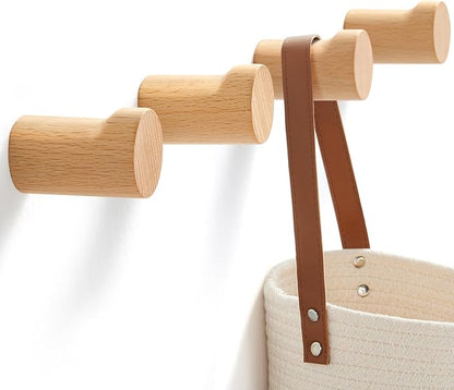 Wooden Wall Hooks 4 Pack, Modern Decorative Coat Hook Wall-Mount, Handmade by Unknown