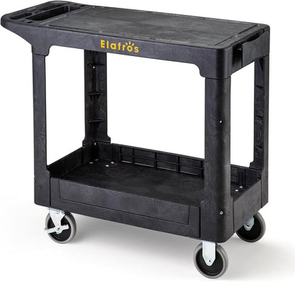 ELAFROS Heavy Duty Plastic Utility Cart Flat top 37 x 18.8 Inch by ELAFROS