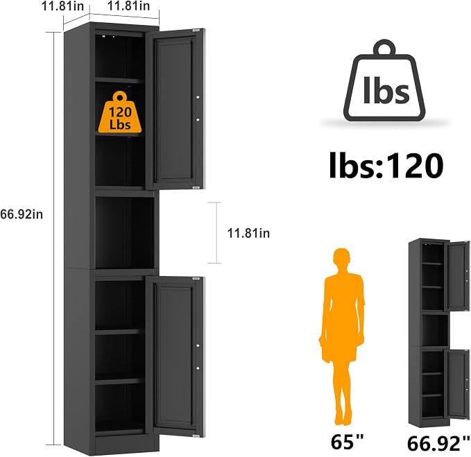 Ckzbx Tall Narrow Storage Cabinet 66.93" H Tall Bathroom Cabinets Metal Pantry - Image 3