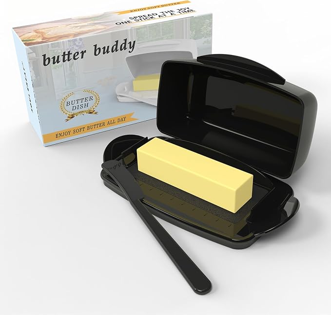 Butter Dishes with Lid for Countertop Refrigerator, Plastic Butter Dish Clear by SoulCreat
