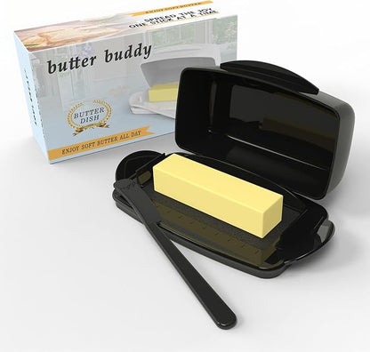 Butter Dishes with Lid for Countertop Refrigerator, Plastic Butter Dish Clear by SoulCreat