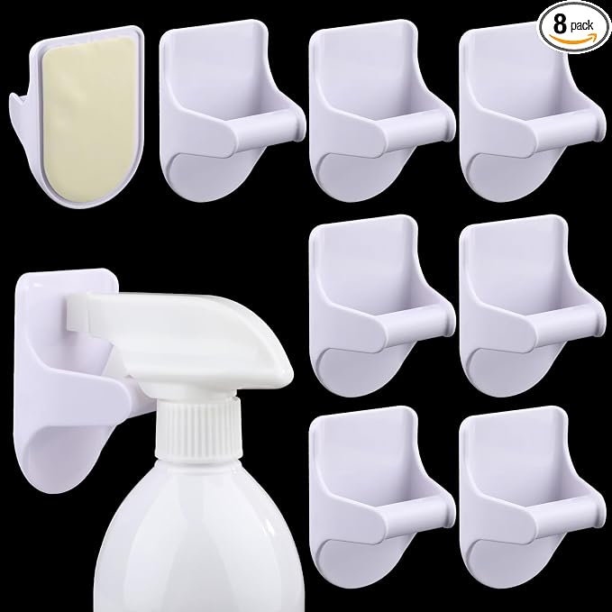 8 Pcs Wall Mount Spray Bottle Holder, Strong Adhesive Spray Bottle Hooks Holder by Unknown