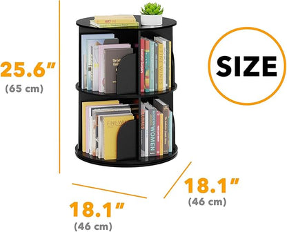 SpaceAid 2 Tier Rotating Bookshelf Tower, Spinning Bookcase Lazy Susan - Image 2