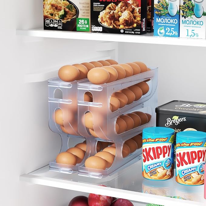 Sotfamily FIFO Egg Holder for Fridge, Egg Organizer for 56 Large Size Eggs | - Image 7