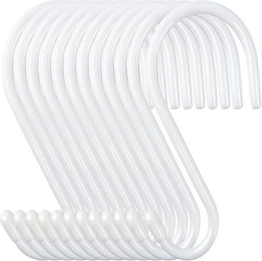 12 Pack 4-1/2 Inch White S Hooks by HiGift