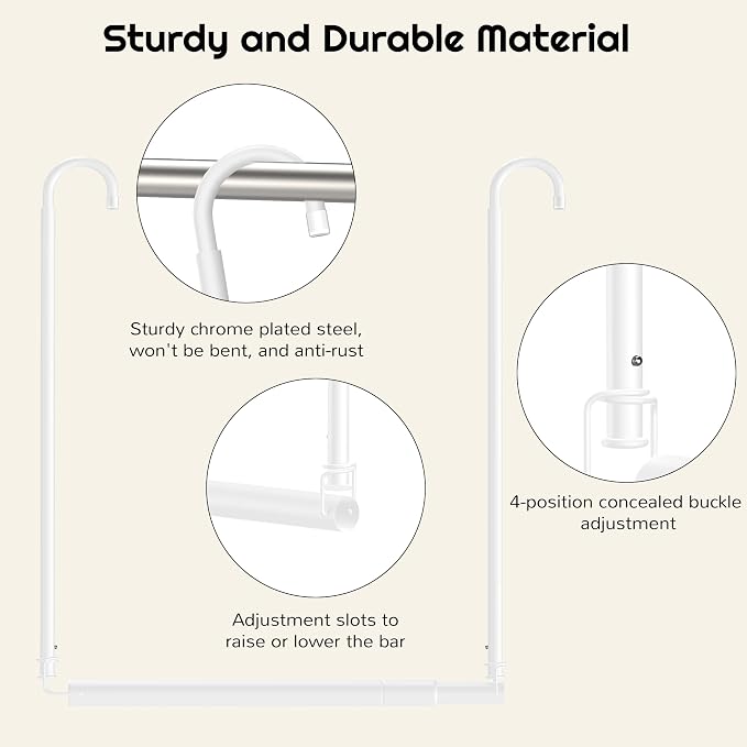 Hanging Closet Rod Adjustable Width Height Closet Rod - Image 4