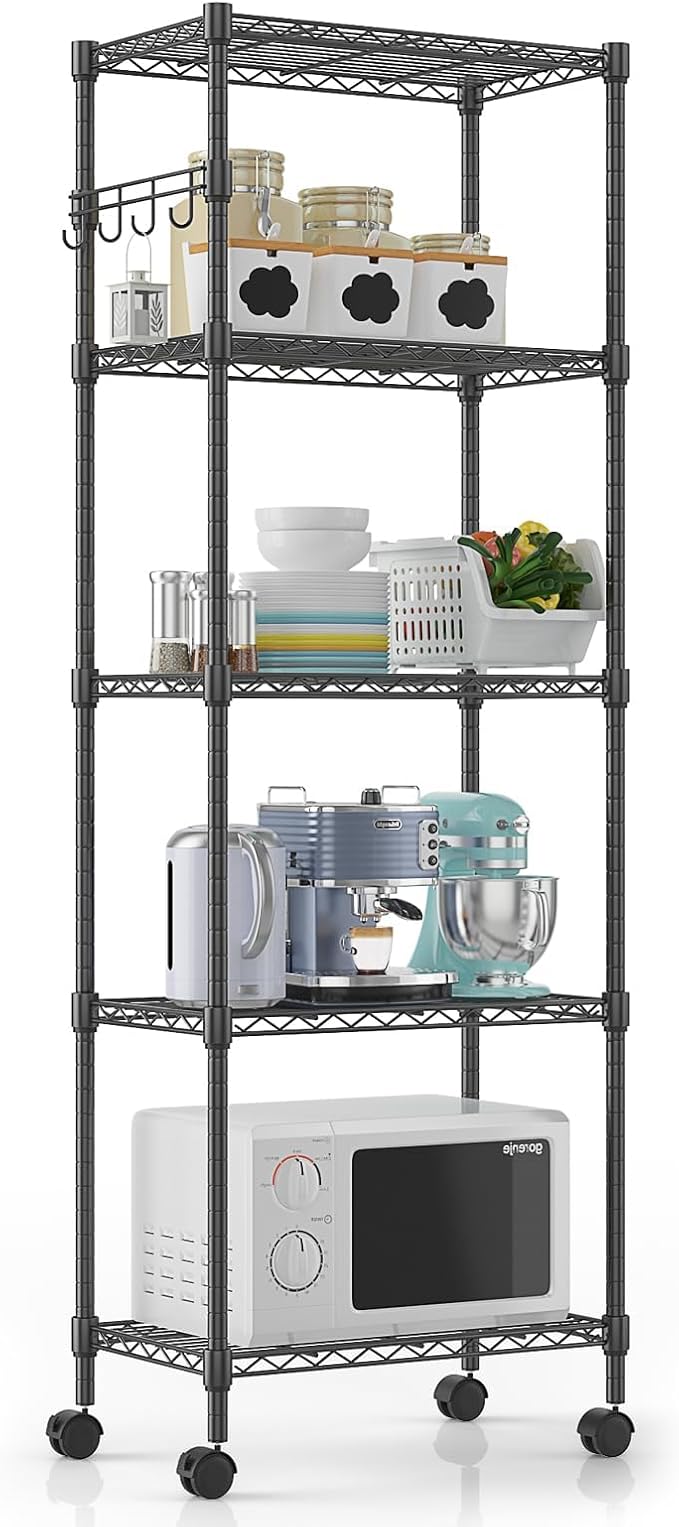 Himimi 5-Tier Wire Shelving Unit on Wheels, Adjustable Heavy Duty Metal Shelves by Himimi