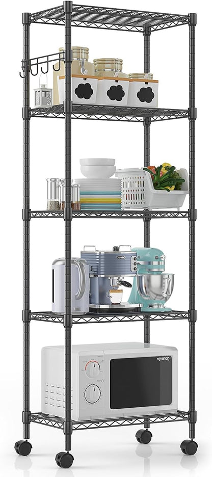 Himimi 5-Tier Wire Shelving Unit on Wheels, Adjustable Heavy Duty Metal Shelves by Himimi