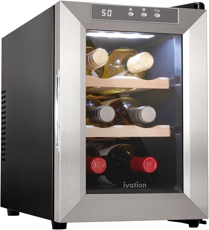 Ivation Premium Stainless Steel 6 Bottle Horizontal Thermoelectric Wine by Ivation
