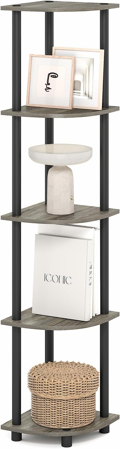 Furinno Turn-N-Tube Corner Shelf, 5-Tier Corner Bookshelf, Open Storage Shelves by Furinno-FitsYourSpaceFitsYourBudget