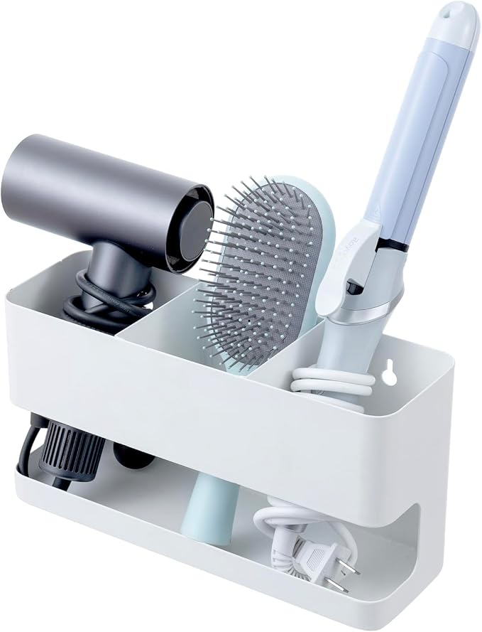MyGift Hair Tool Organizer, 3-in-1 Metal Hair Dryer Holder, Wall Mounted Blow by MyGiftHome