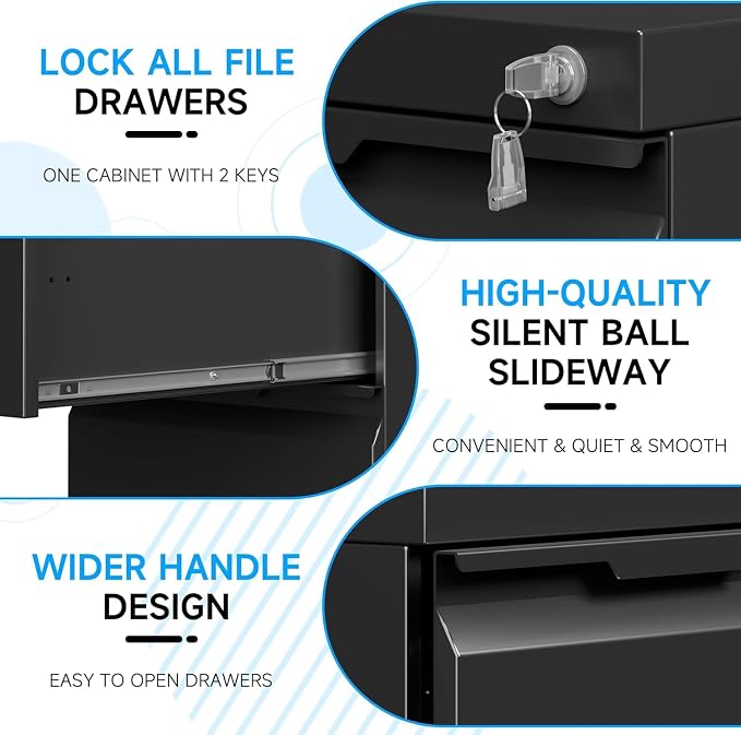 3 Drawer Mobile File Cabinet - Image 8
