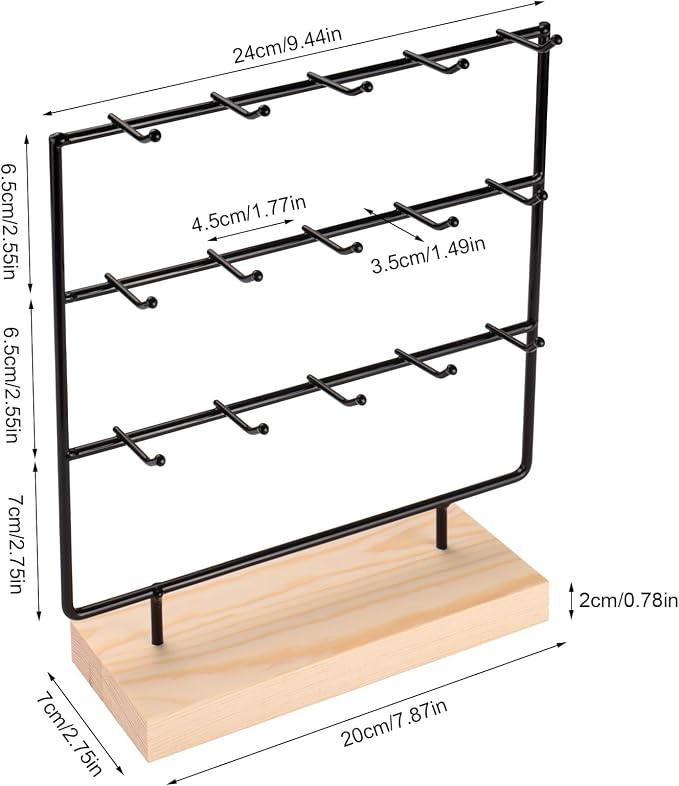Earring Display Stand for Selling, Wood Earring Rack Tower Display Holder Stand - Image 2