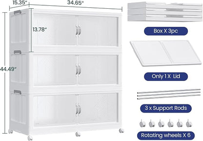 180Gal/720QT 3-Tiers Extra Large Stackable Storage Bins - Image 2
