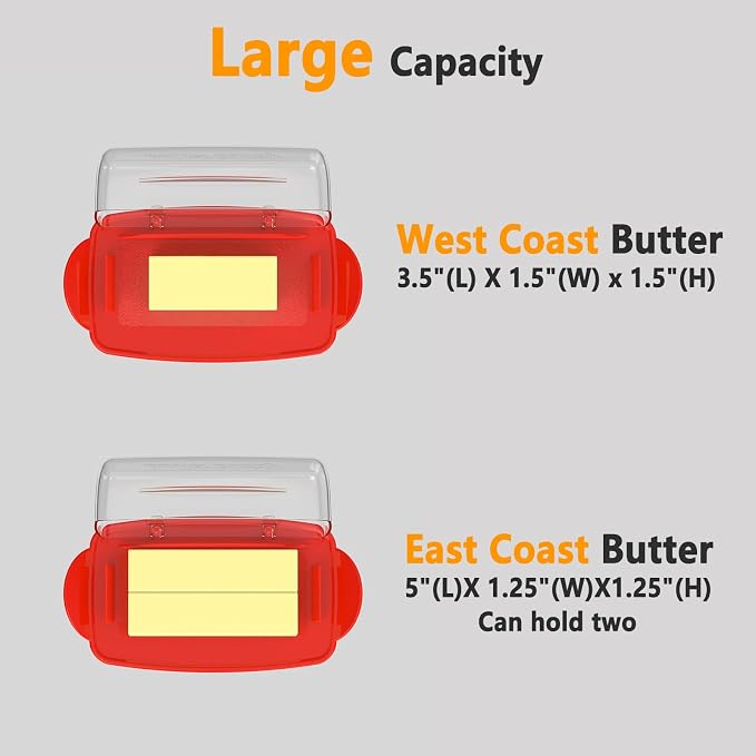 Butter Dishes with Lid for Countertop Refrigerator, Plastic Butter Dish Clear - Image 3