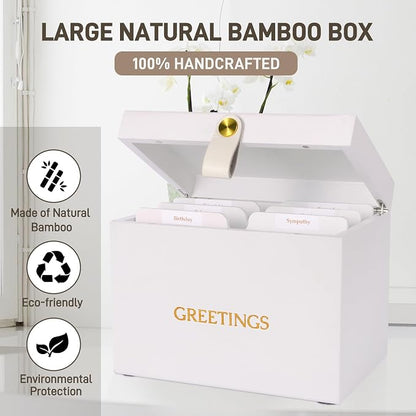 Large Bamboo Greeting Card Organizer Box - Image 3