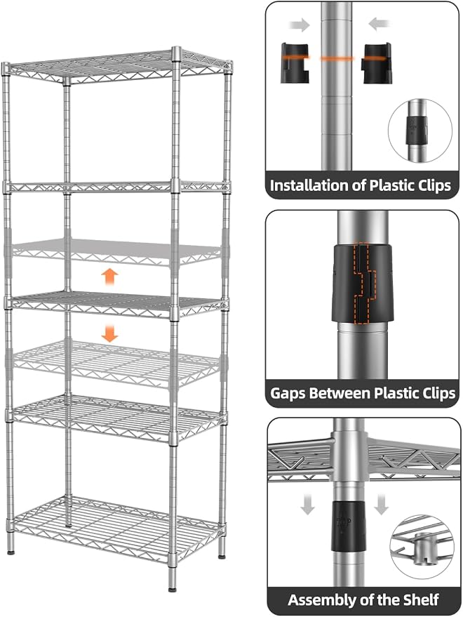 SINGAYE Shelf Wire Shelving Adjustable Storage Shelves Rack Standing Units - Image 6
