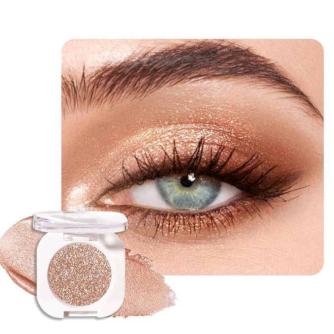 Light Brown Single Glitter Eyeshadow Makeup, Neutral Powde Eye Shadow by HHLTOH