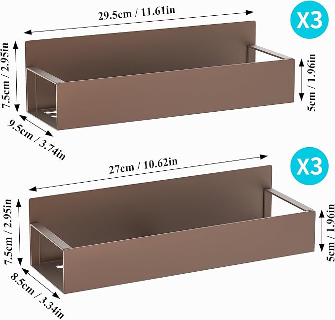 Metal Magnetic Spice Rack for Refrigerator Bronze, 6 Pack | Magnetic Shelves - Image 7