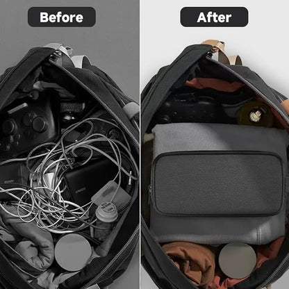 Teskyer Double Layer Cable Organizer Bag, Travel Tech Pouch, Dark Grey | - Image 5