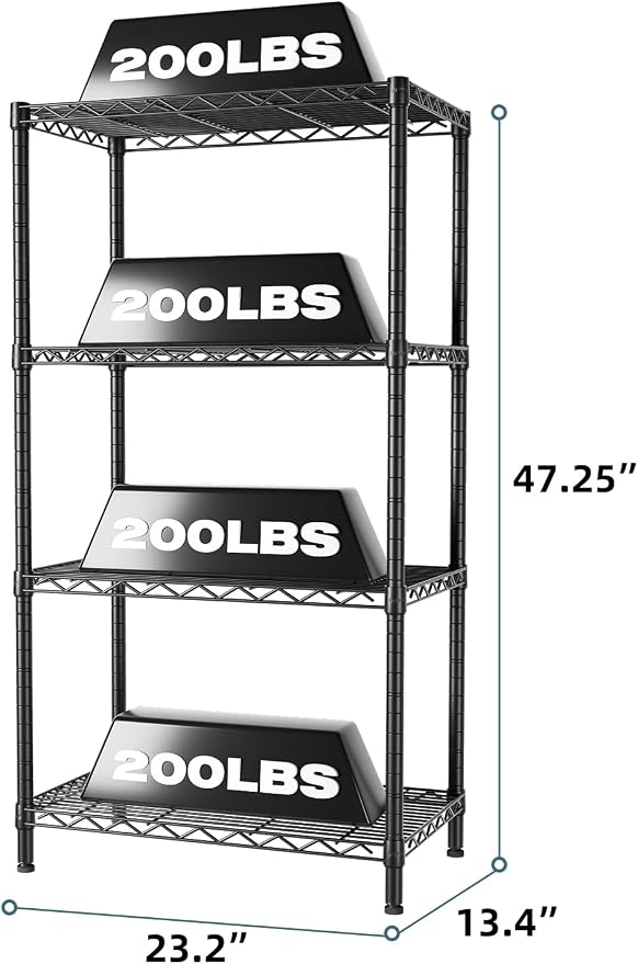 SINGAYE 4 Tier Storage Rack Wire Shelving Unit Shelves Metal - Image 3