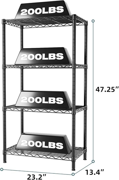 SINGAYE 4 Tier Storage Rack Wire Shelving Unit Shelves Metal - Image 3