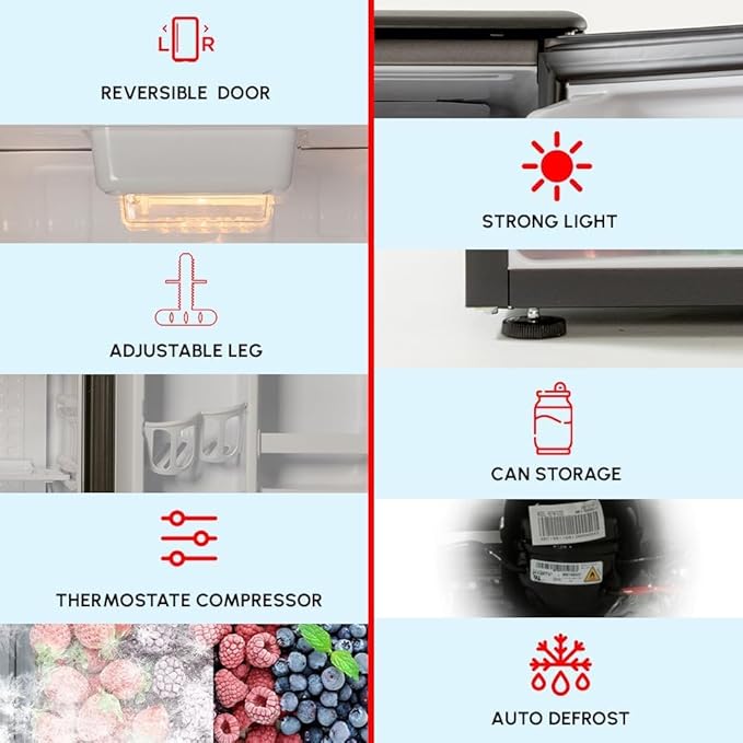roomwell E-Star 3.3 Cu Ft Mini Fridge without Freezer - Image 3
