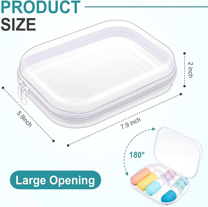 Hoolerry 4 Pcs Hard Clear Zipper Case Makeup Bags Plastic Pencil Pouch - Image 2
