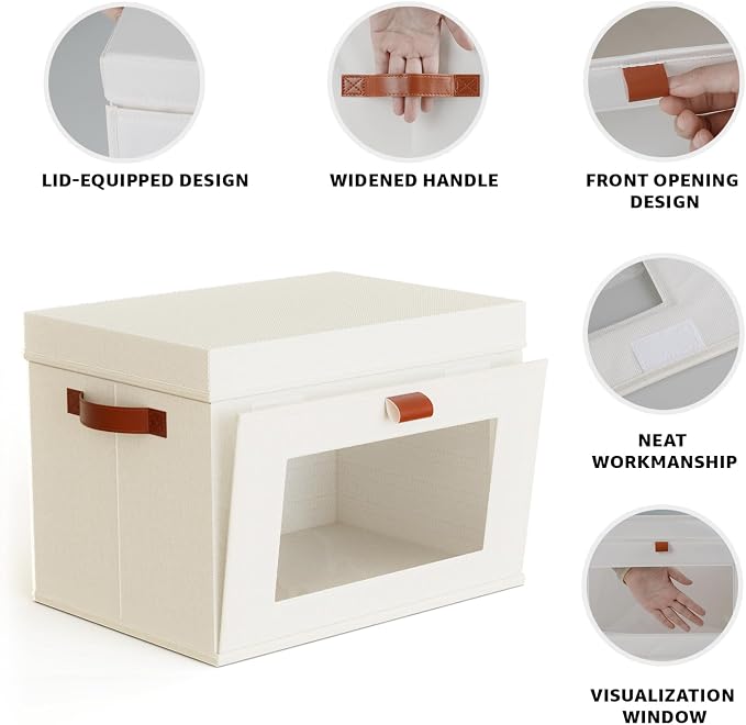 2-Pack Large Storage Bins with Lids, Stackable&Collapsible Closet Storage Bins - Image 4