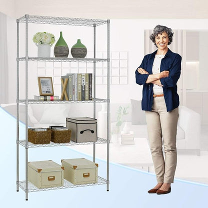 PayLessHere | 5-Tier Wire Shelf | 36"x14"x72" | Black | Heavy-Duty Storage - Image 4