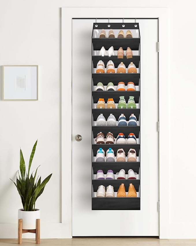 AOODA 10 Tier Clear Over the Door Shoe Organizer Storage, Deep Pockets Large - Image 5