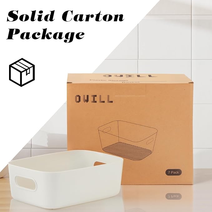 OWill 7 Pack Plastic Storage Bins, 4.2L Small Organizer Baskets - Image 8