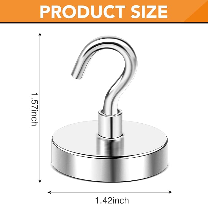 DIYMAG 6 Packs Magnetic Hooks, 170 Lb Heavy Duty Neodymium Magnets - Image 2