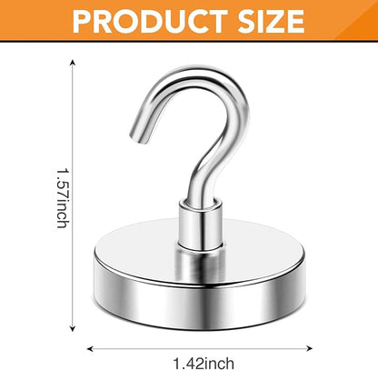 DIYMAG 6 Packs Magnetic Hooks, 170 Lb Heavy Duty Neodymium Magnets - Image 2