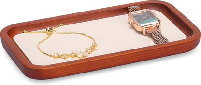 Wooden Jewelry Display Tray Rounded Rectangle Ring Showcase Stackable Elegant by JewelryStorage