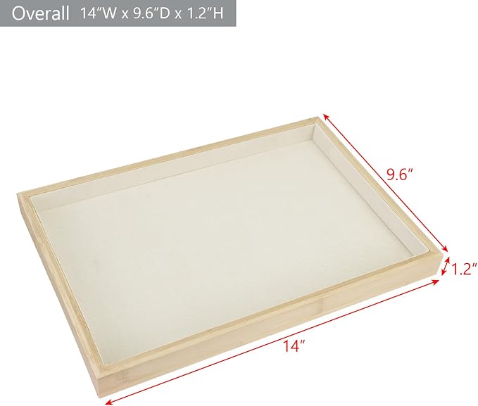 MOOCA 2 Pcs Bamboo Jewelry Display Tray, Presentation Tray, Organizer - Image 3