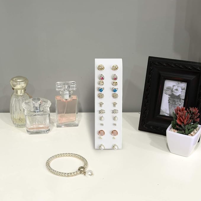 MOOCA Premium White Leatherette Adjustable Earring Display Stand Showcase - Image 7